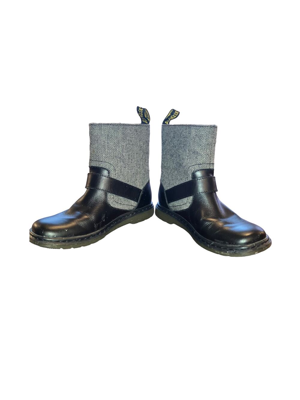 Dr. Martens Gayle Biker Boots with Houndstooth Black and White Tweed- EU 36 US 5